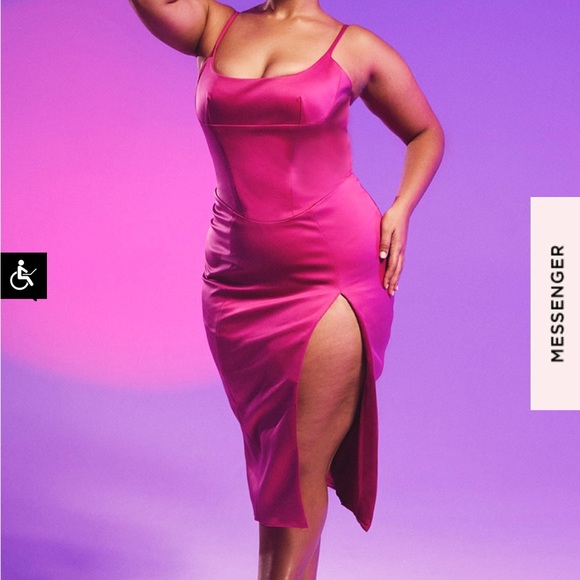 House of CB- Casimira - PINK SATIN CORSET MIDI DRESS - Picture 3 of 12